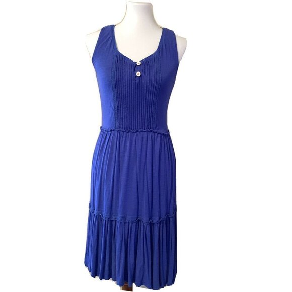 Matilda Jane Blue Solid Sleeveless Pleated Dress - Picture 1 of 6